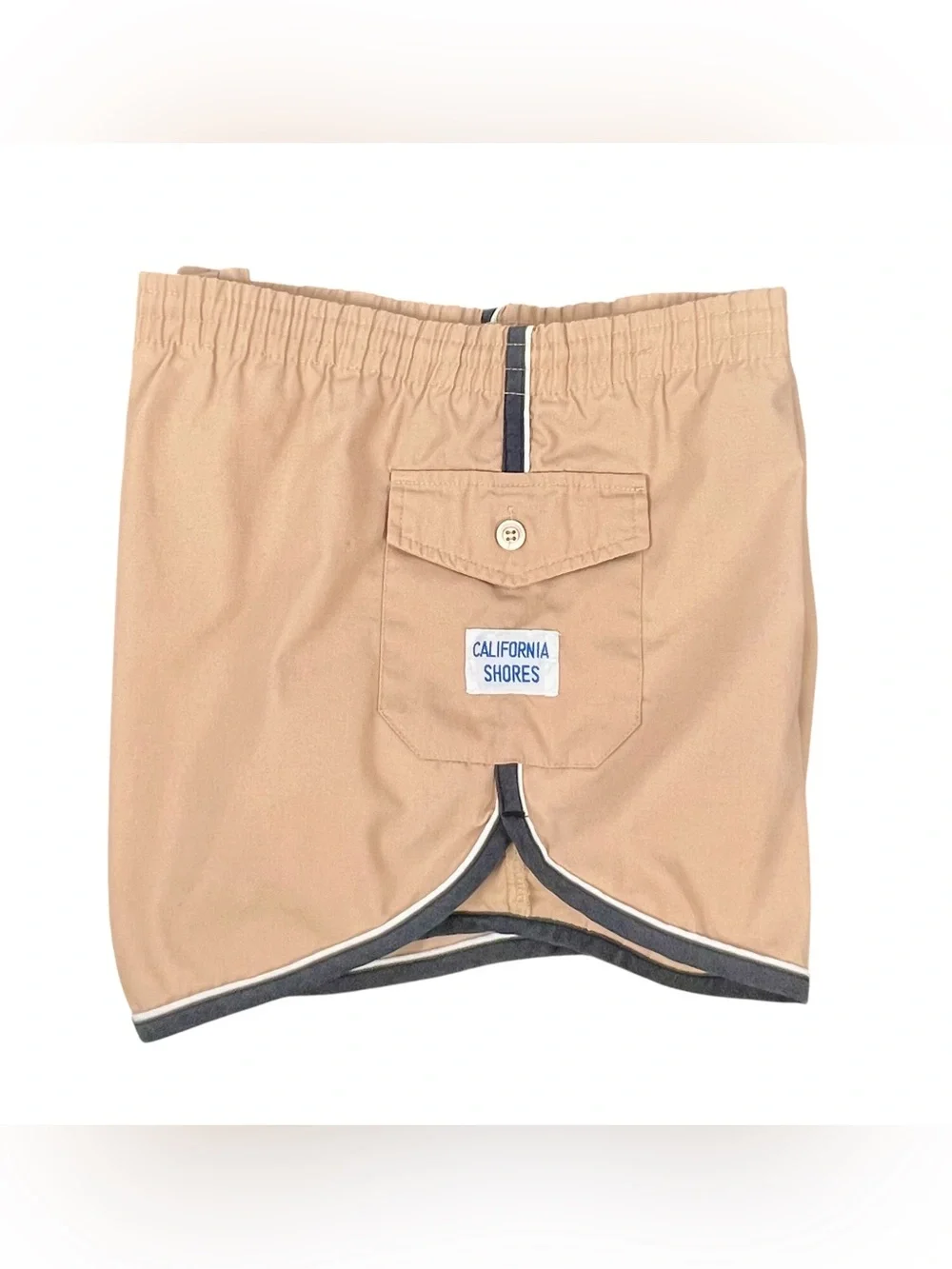 Vintage 70s/80s Men’s California Shores Tan Swim Trunks Shorts 2” Inseam Size M